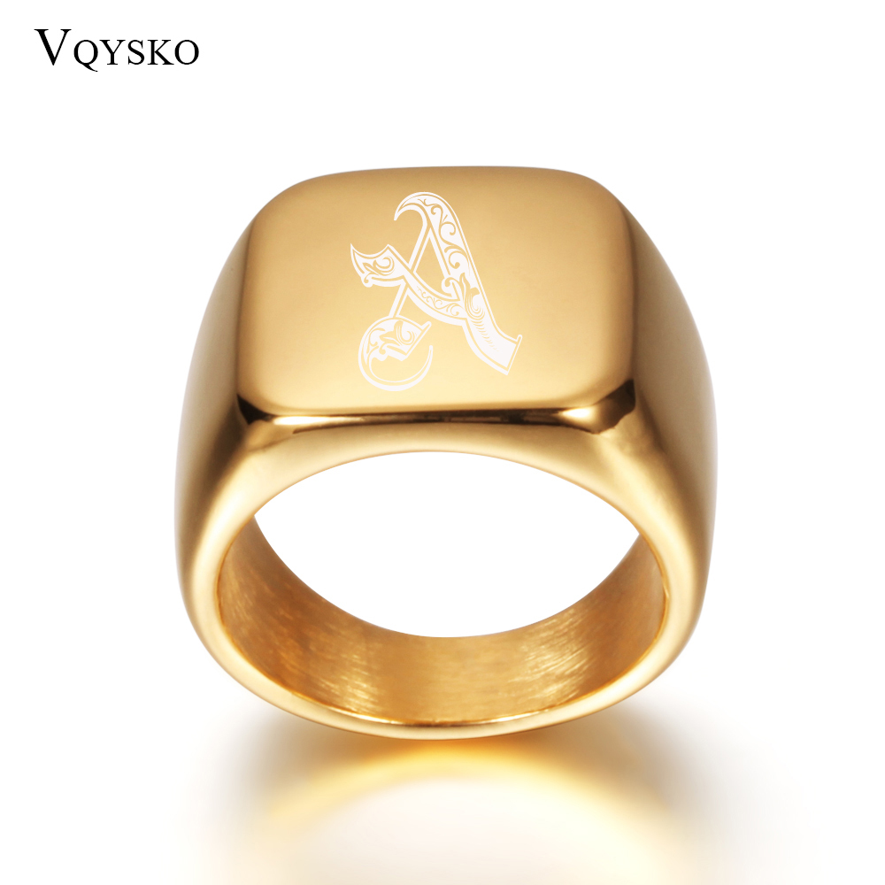 Men Accessories Wedding - Gold Tone Mens Big Letter Rings