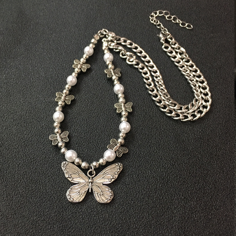 Men Accessories Aesthetic - Gothic Bướm Mặt Dây Chuyền Vòng