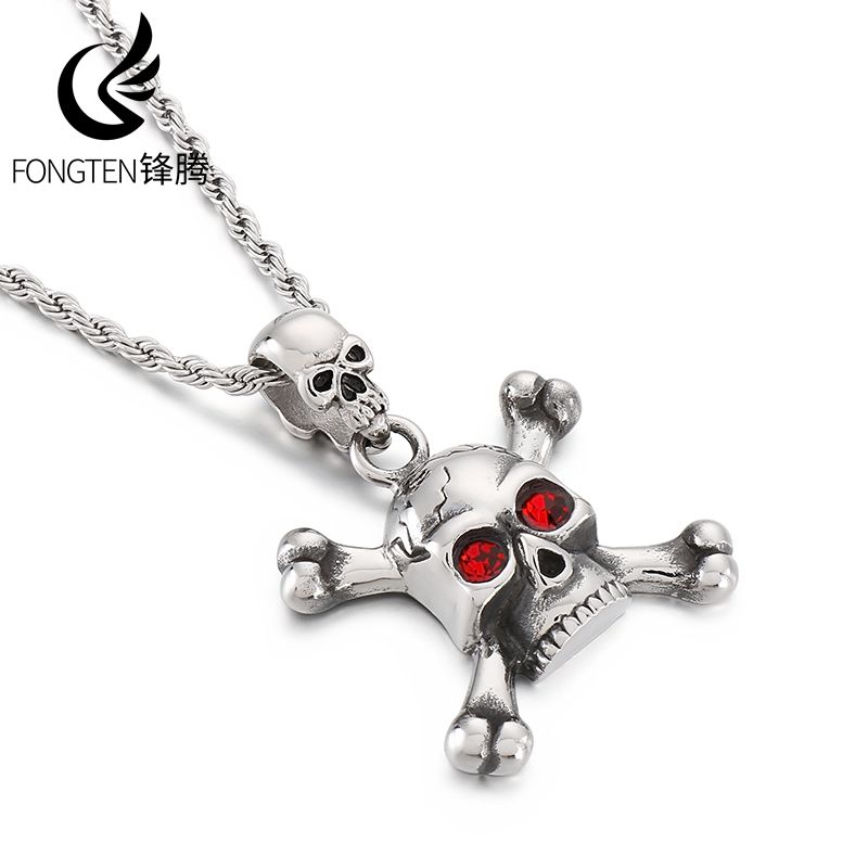 Men Accessories Singapore - Fongten Stainless Steel Red Eyed Skull