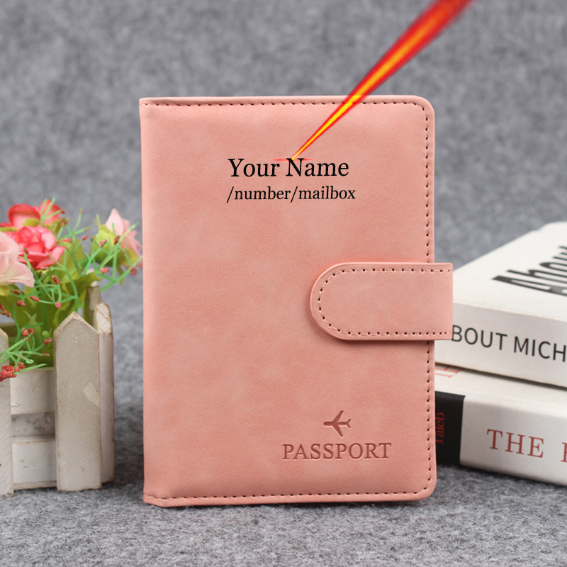Men'S Accessories Case - Magnetic Button Passport Cover Customize Name