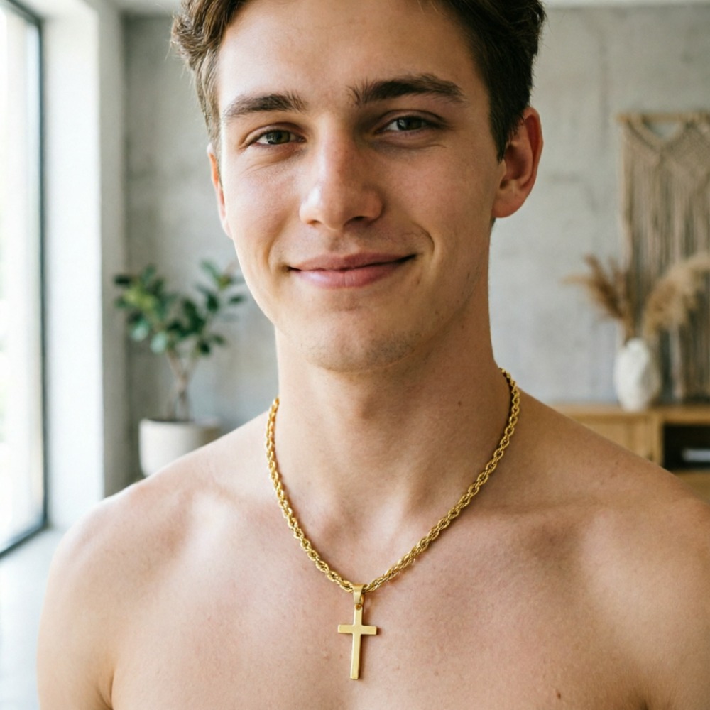 Men Accessories Singapore - New Fashion Cross Pendant Necklace for