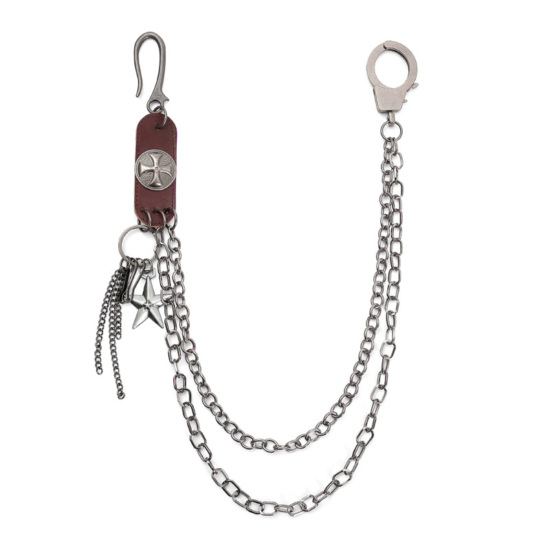 Men Accessories Pk - Punk Steet Cowhide Keychains Chain Women