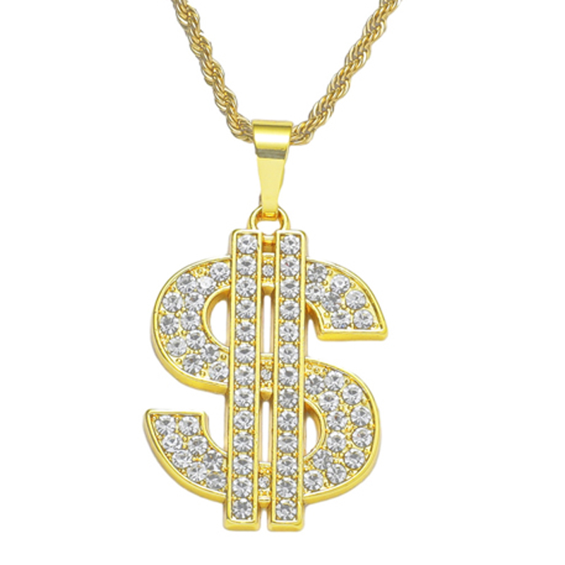 Men Accessories Singapore - Dollar Sign Necklace 80s 90s Costume
