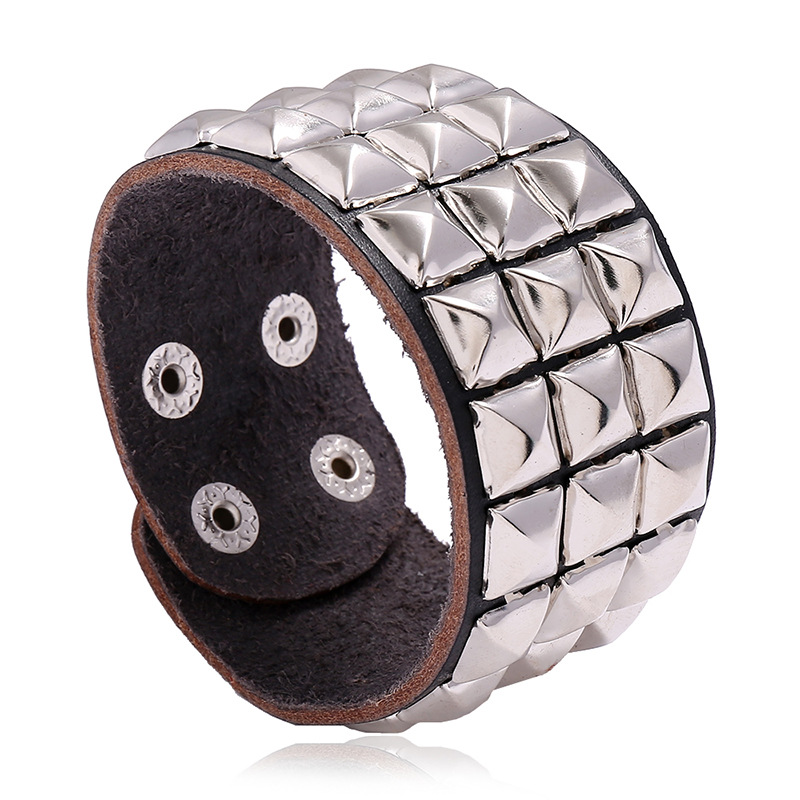Men Accessories Pk - Men's Hip Hop Punk Three-Row Square