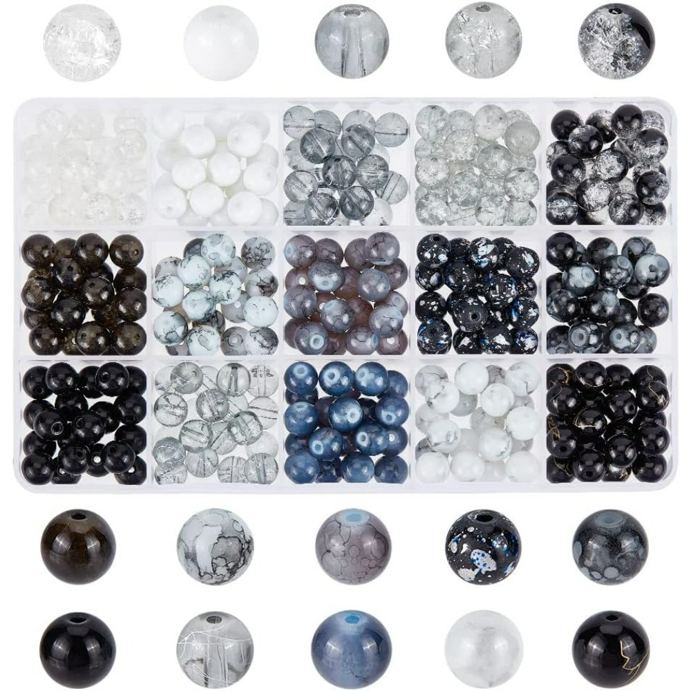 Bead Bracelet Men - 300pcs 8mm Black Glass Beads 15