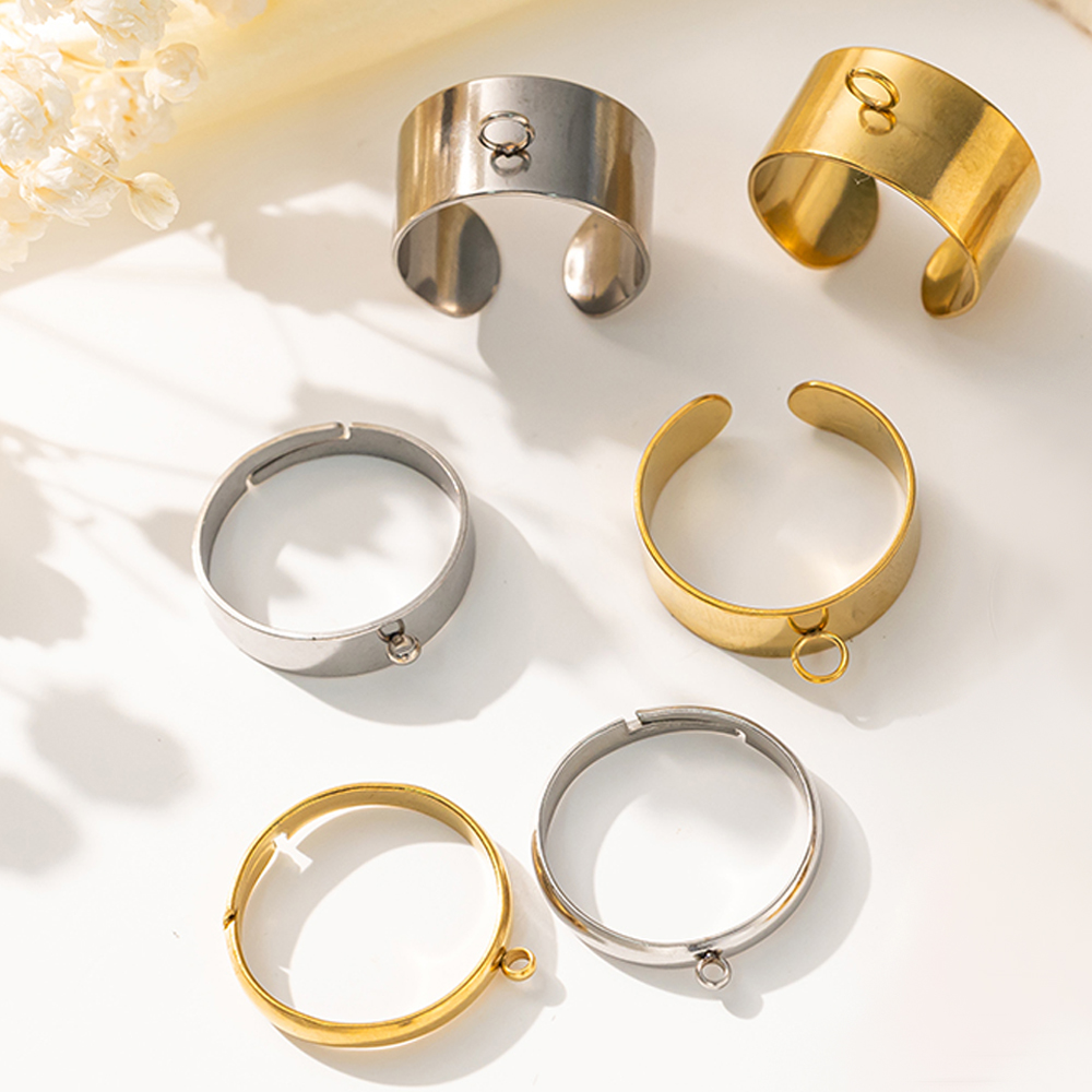 Men'S Accessories Rings - 5pcs/Lot Stainless Steel Gold Color Open