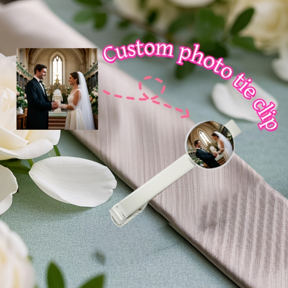 Men Accessories Wedding - Custom Photo Engraved Text Tie Clip,