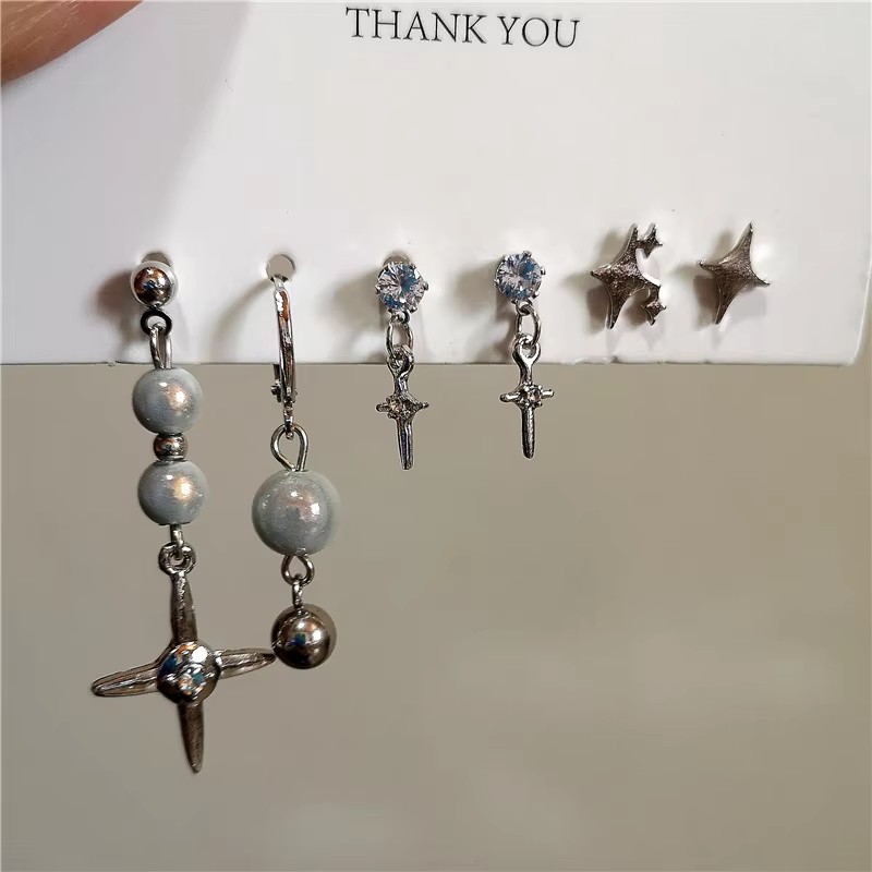 6PCS SET Goth Punk Crystal Cro - đánh giá và giá Men Accessories Aesthetic