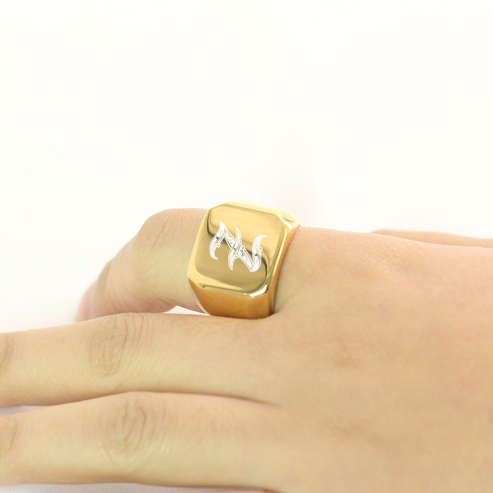 Gold Tone Mens Big Letter Ring - đánh giá và giá Men Accessories Wedding