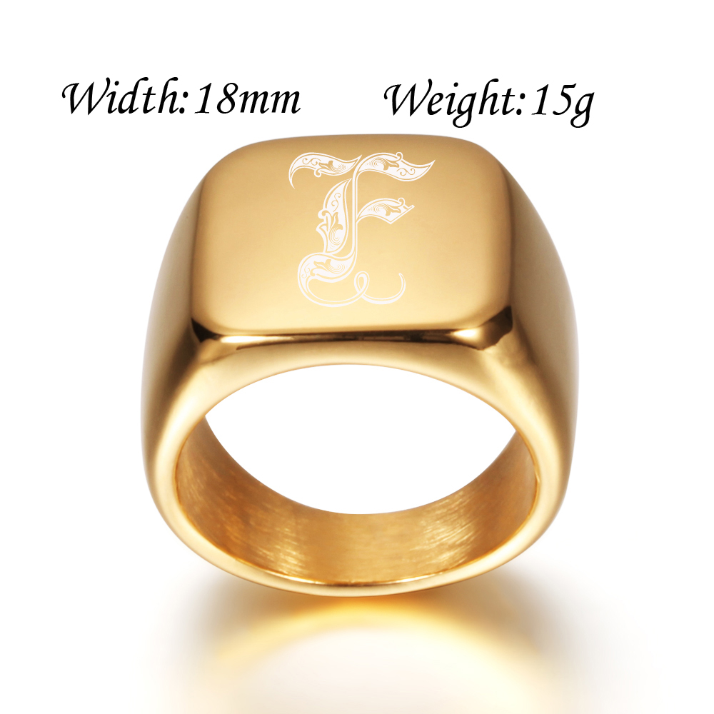 Gold Tone Mens Big Letter Ring - đánh giá và giá Men Accessories Wedding