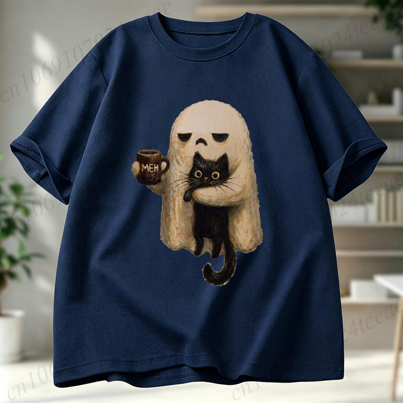 Ghost-Cat Shirt Spooky Black C - đánh giá và giá Men Accessories Aesthetic