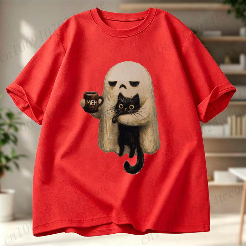 Ghost-Cat Shirt Spooky Black C - đánh giá và giá Men Accessories Aesthetic