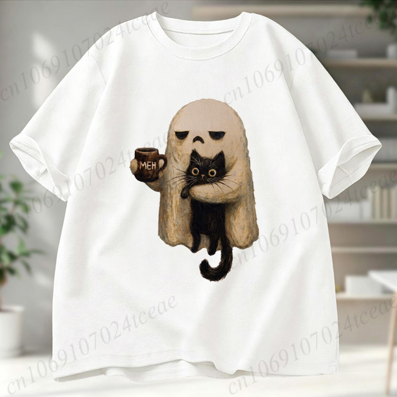 Ghost-Cat Shirt Spooky Black C - đánh giá và giá Men Accessories Aesthetic