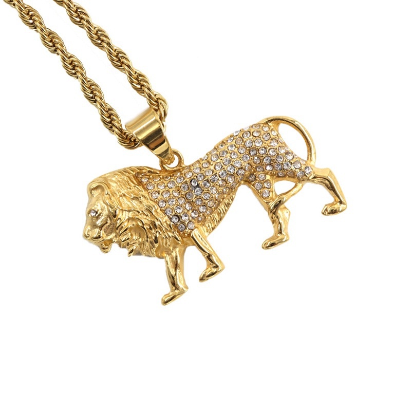 Hip-Hop Crystal Inlaid Lion Pe - đánh giá và giá Men Accessories Singapore