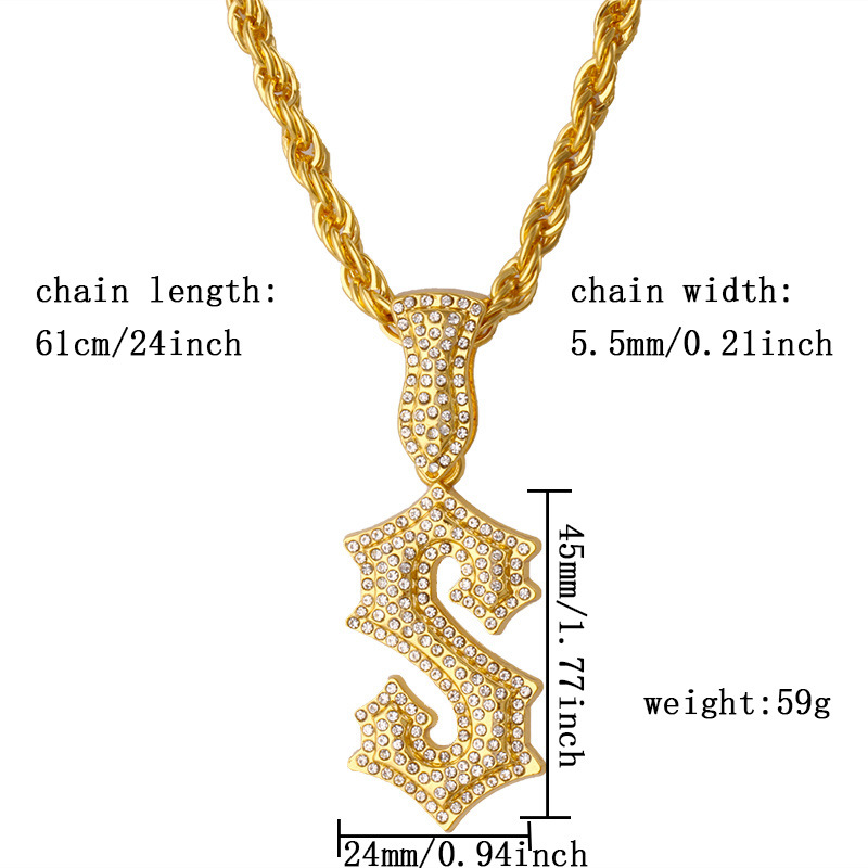 New Letter S Hip Hop Necklace  - đánh giá và giá Men Accessories Singapore