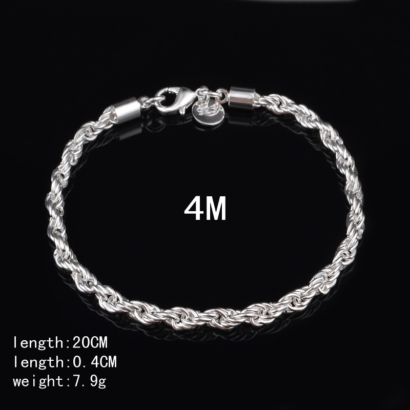 4MM Silver Plated Twisted Rope - đánh giá và giá Men Accessories Singapore