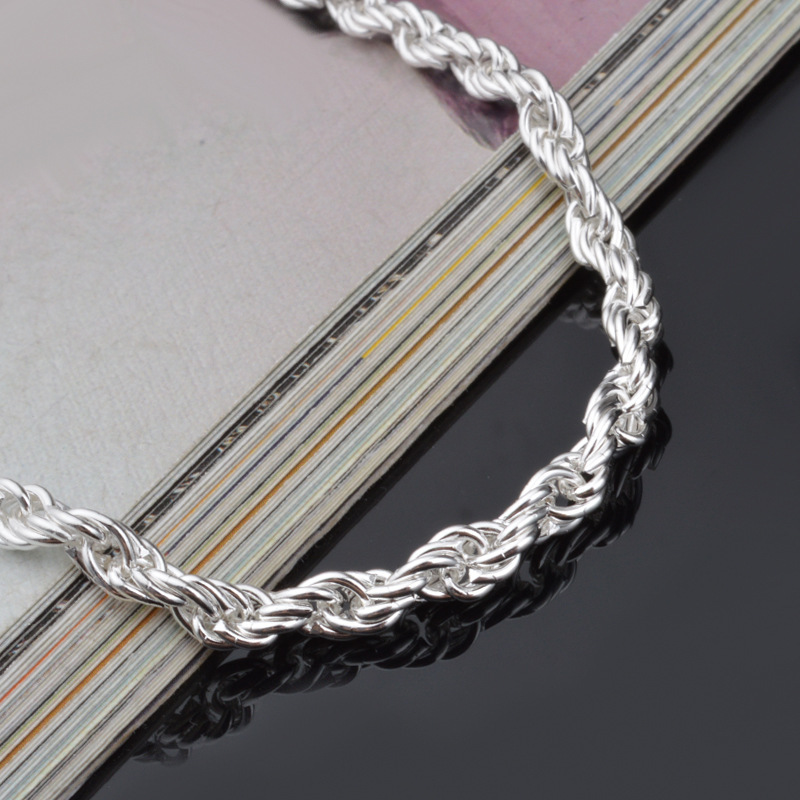 4MM Silver Plated Twisted Rope - đánh giá và giá Men Accessories Singapore