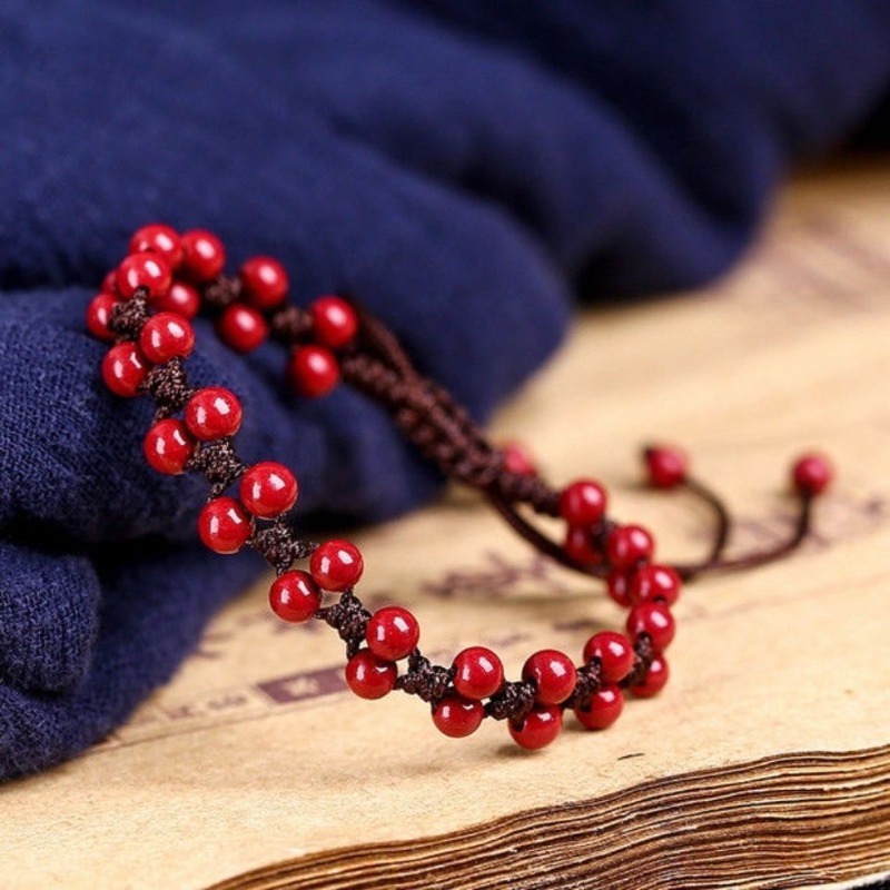 Customized Natural Red Cinnaba - đánh giá và giá Bead Bracelet Men