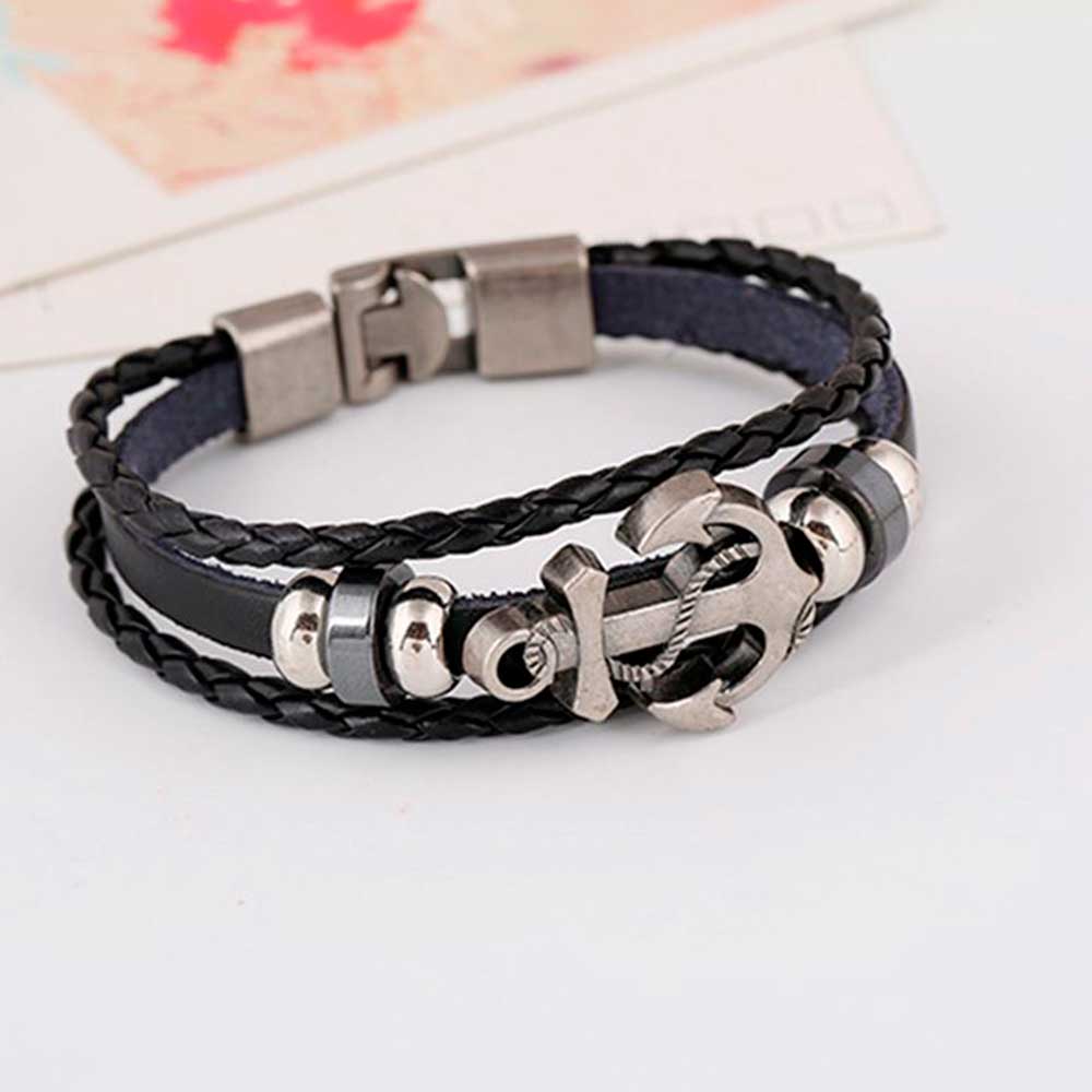 Vintage Đa Lớp Da Bện Vòng Tay - đánh giá và giá Men Accessories Pk